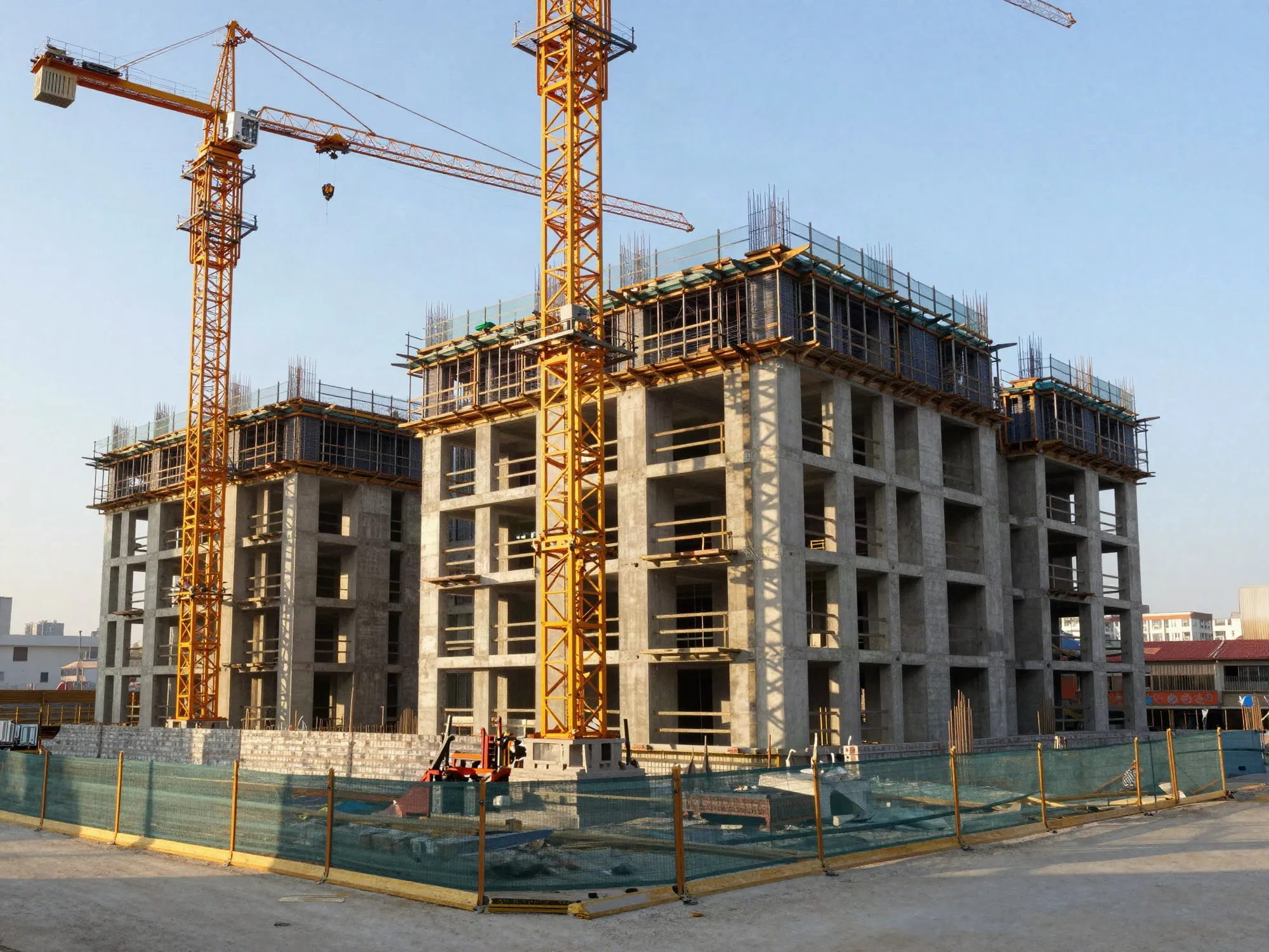 Yıldız Kule şantiyesinde kaba inşaat ve kule vinçleri